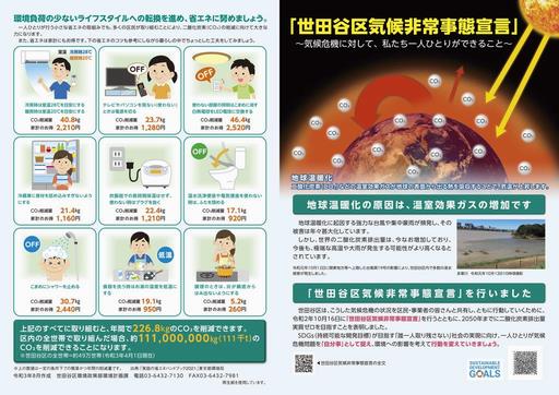 世田谷区気候非常事態宣言リーフレット